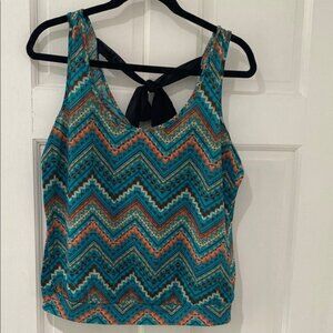 Lily Rose Blue Aztec Inspired Tie Front Tank